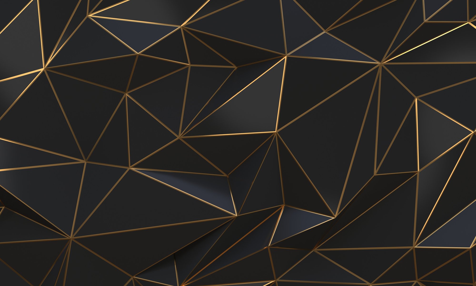 Black and Gold Abstract Low Poly Triangle Background